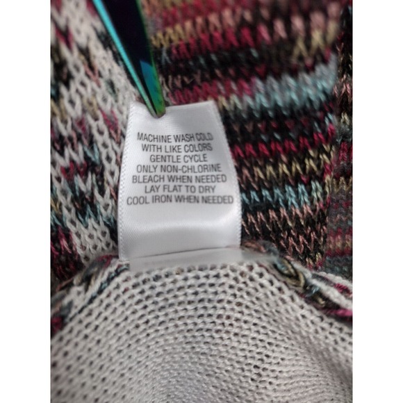 One World Cardigan Women's Medium Multicolor Boho Aztec Lightweight Midi Duster - Picture 6 of 6